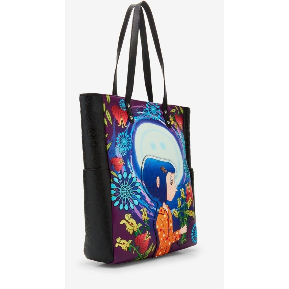 NEW Loungefly Coraline‎ Floral "Glow In The Dark" Tote Bag Purse - Picture 2 of 4
